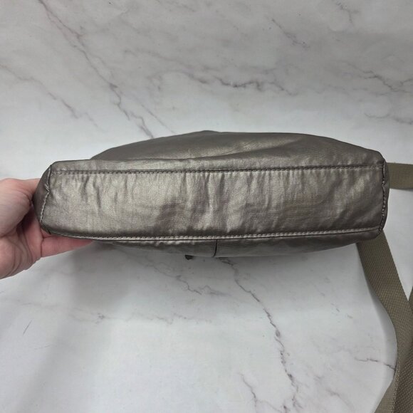 Kipling Angie Metallic Crossbody Bag Shimmer Gray Purse